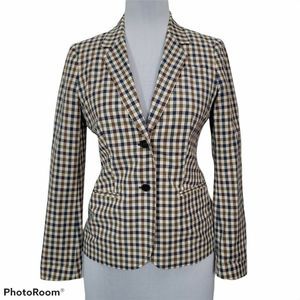 Vintage‎ Aquascutum London US 8 Multicolor Plaid Tailored Blazer Career Casual